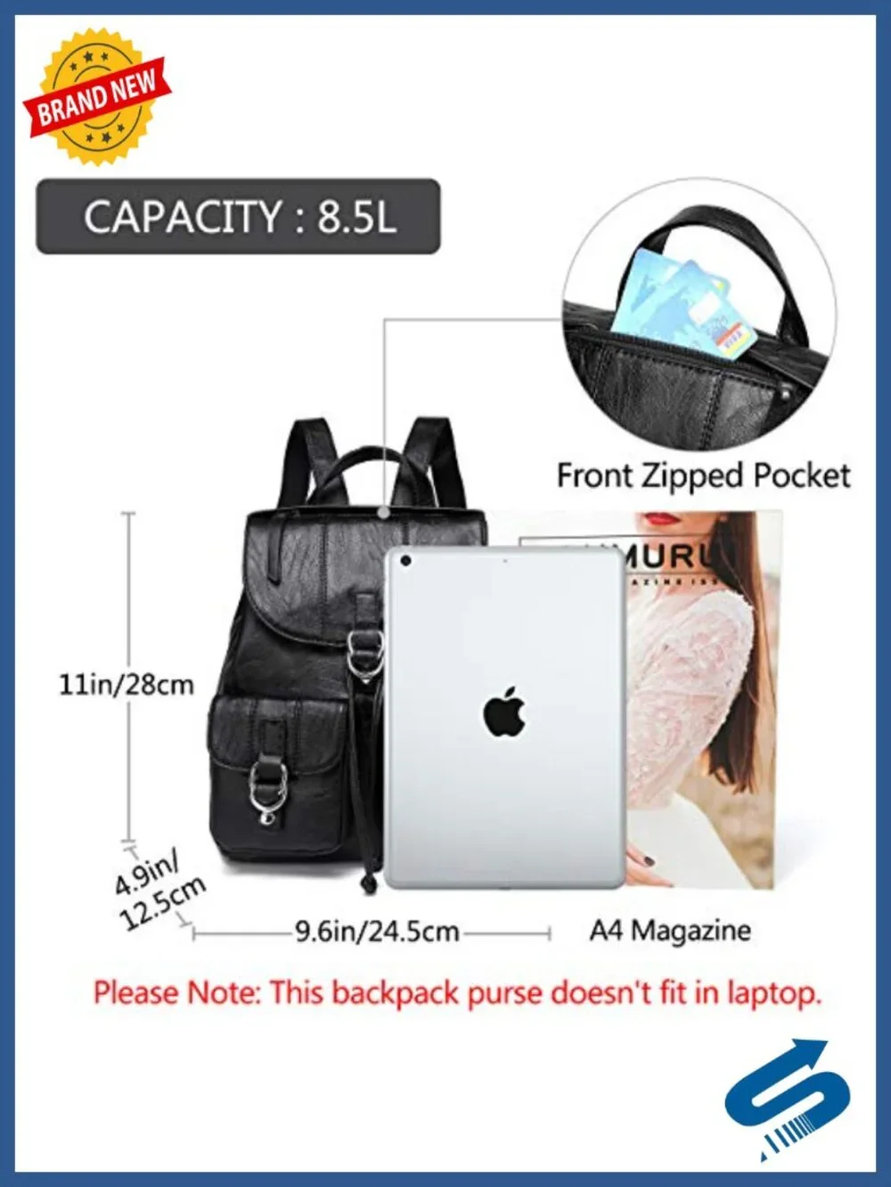 Faux Leather Buckle Flap Drawstring Backpack Purse with Two Front Pockets for